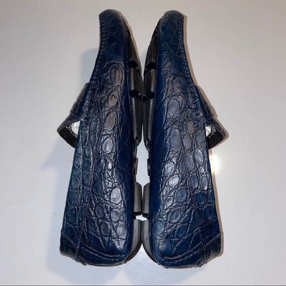 a. testoni Rare Navy Blue Crocodile Penny Loafers - Picture 8 of 17